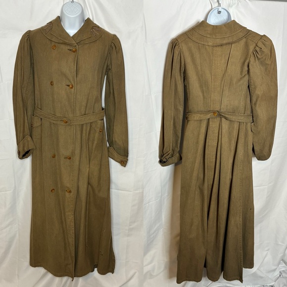 Vintage Brown Double-Breasted Women's Dress